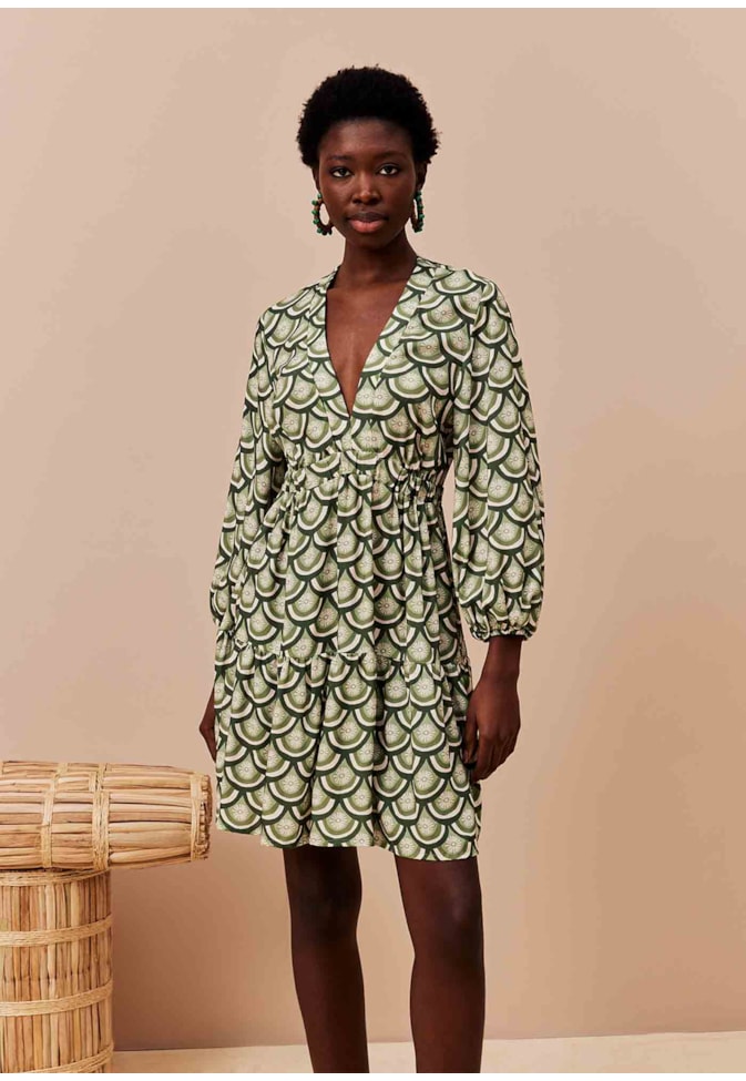 Vestido Curto Pala Estampado El Sol