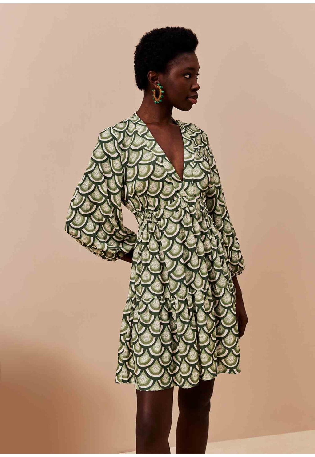 Vestido Curto Pala Estampado El Sol