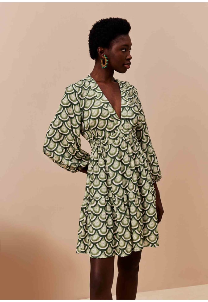 Vestido Curto Pala Estampado El Sol