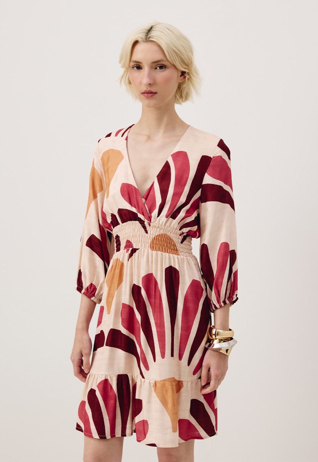 Vestido Curto Pala Lastex Estampado Lujan