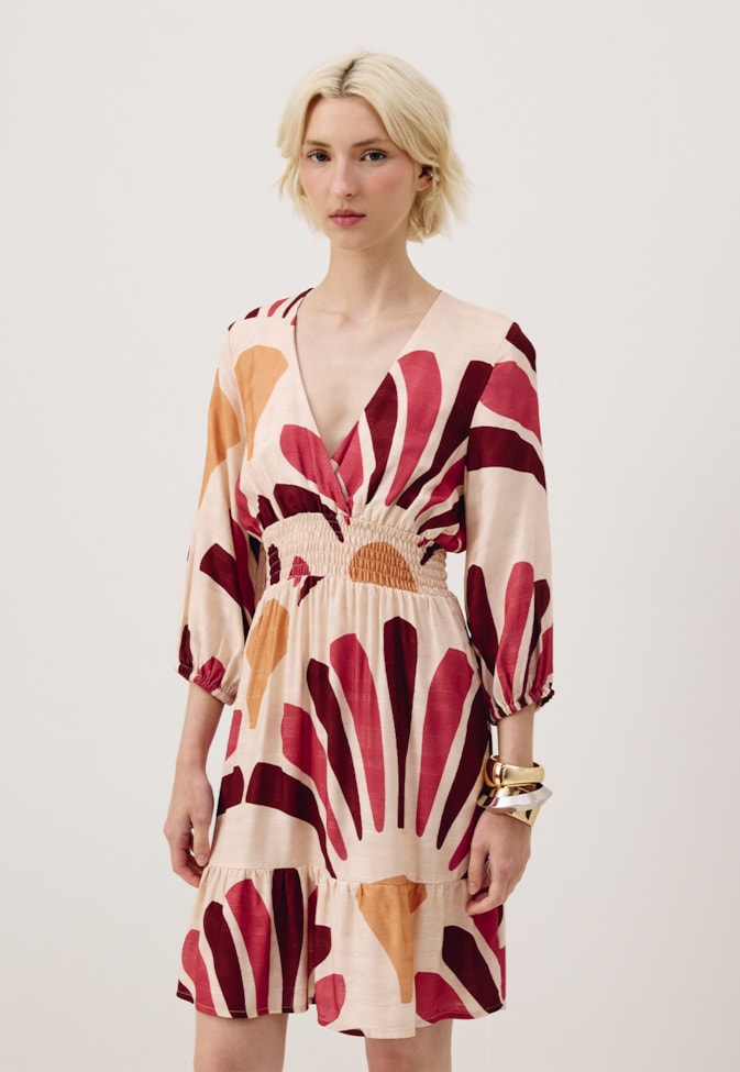 Vestido Curto Pala Lastex Estampado Lujan