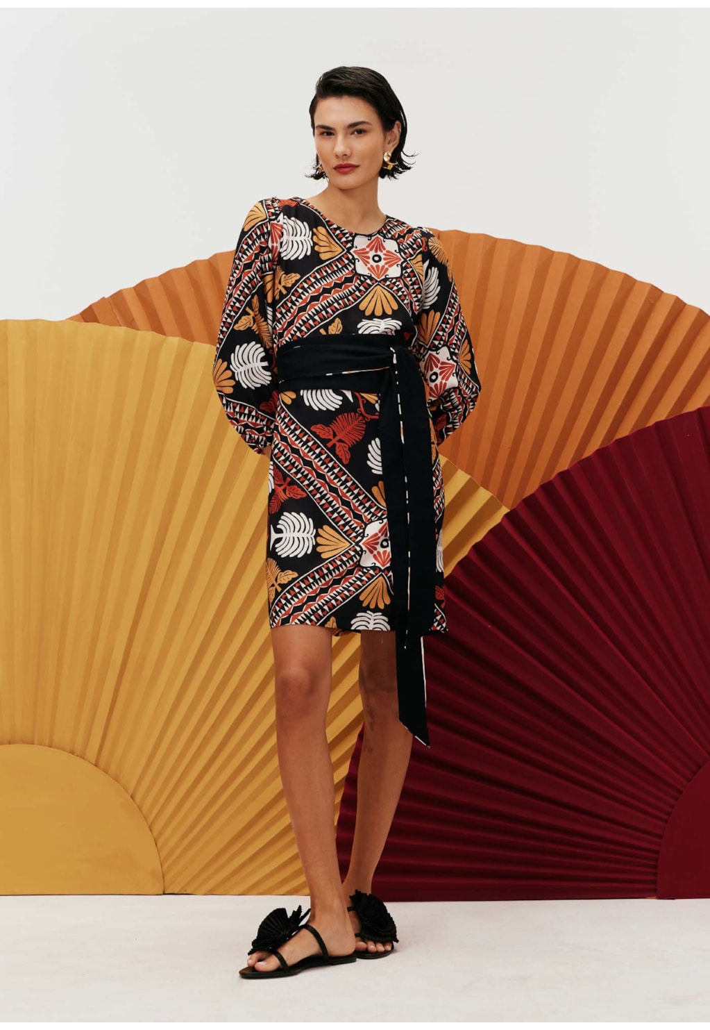 Vestido Curto Reto Estampado Baião