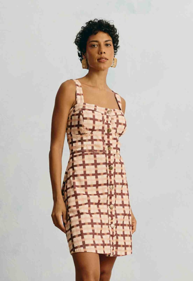 Vestido Curto Sarja Estampado Mitú
