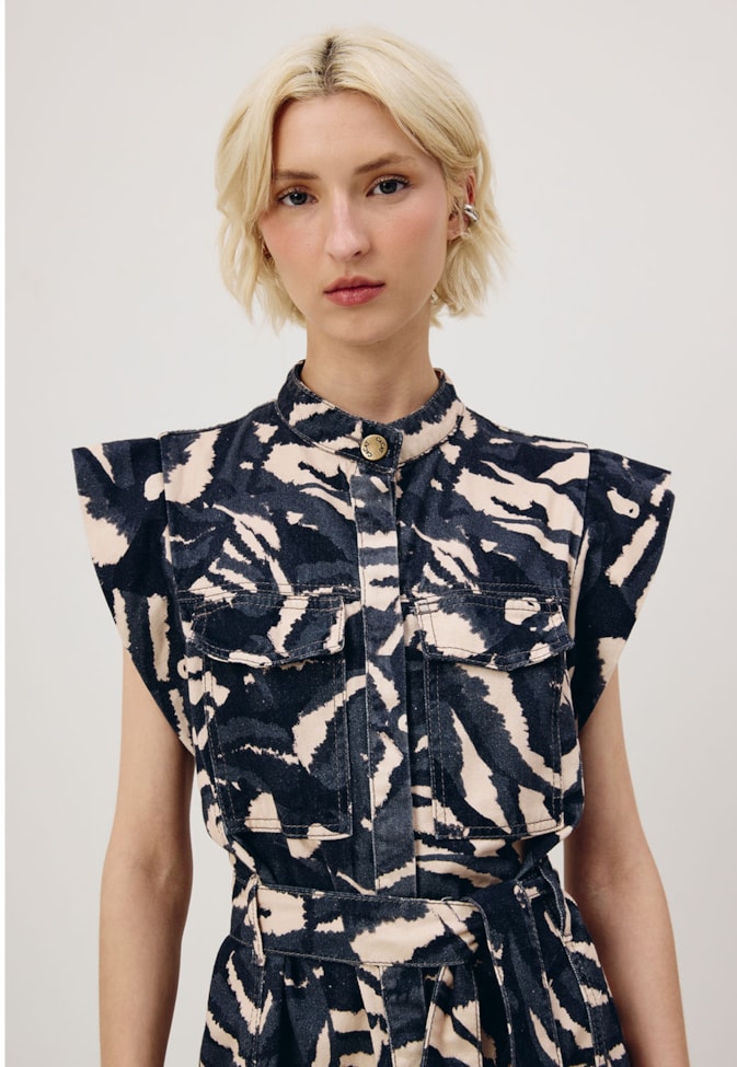 Vestido Curto Sarja Estampado Pararú