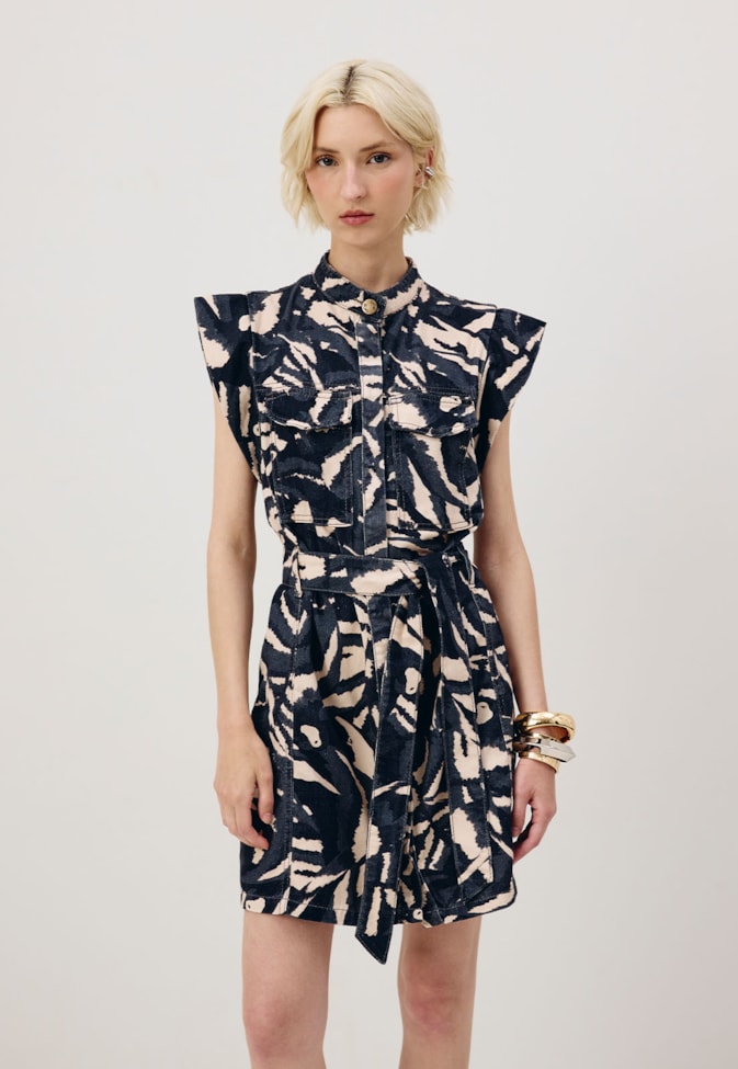 Vestido Curto Sarja Estampado Pararú