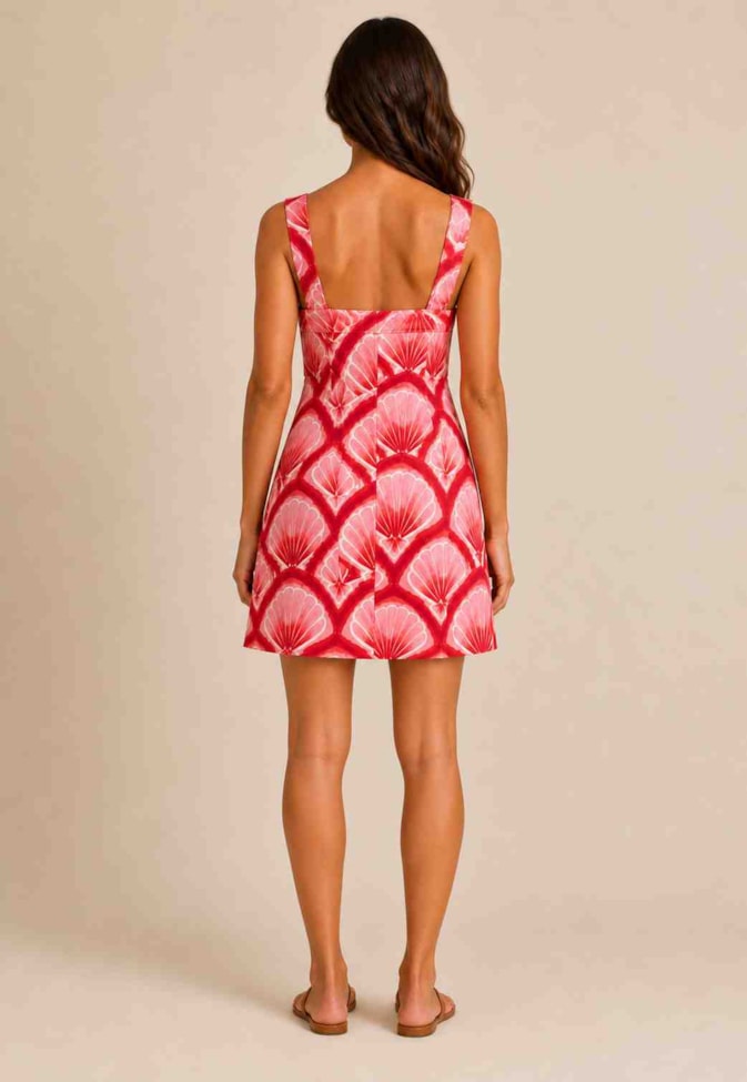 Vestido Curto Sarja Estampado Pink Beach