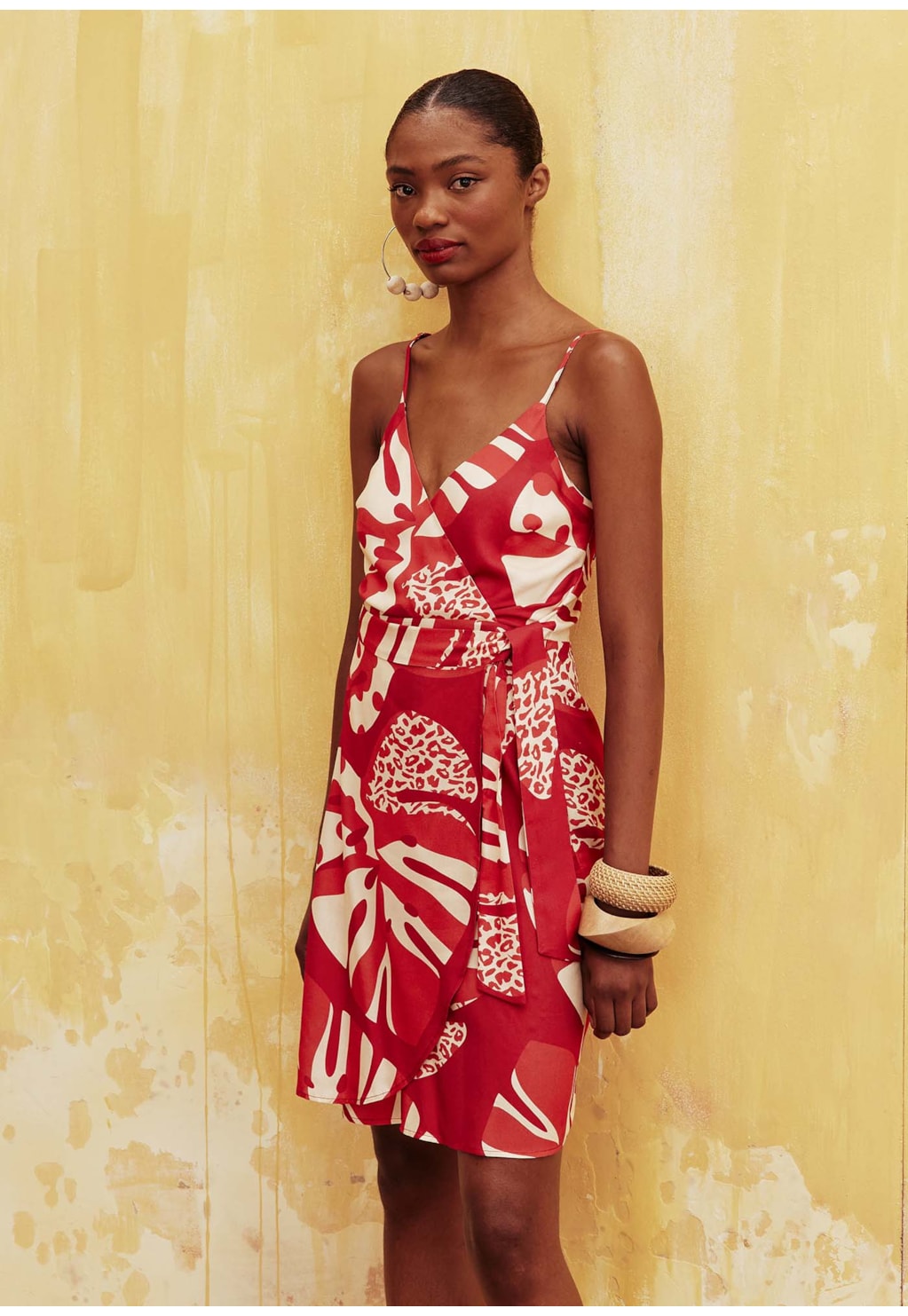 Vestido Curto Transpasse Estampado Curaçao