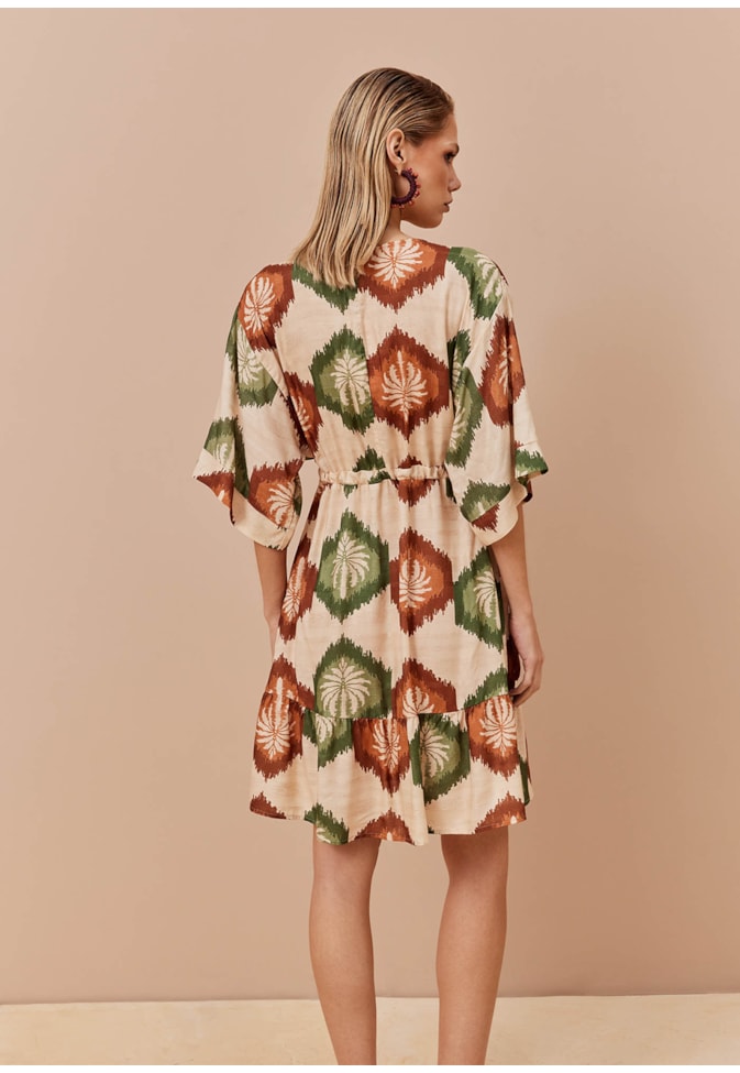 Vestido Curto Túnel Estampado Andina