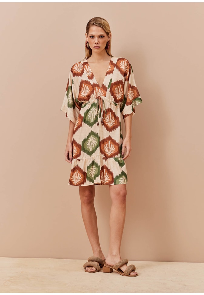 Vestido Curto Túnel Estampado Andina
