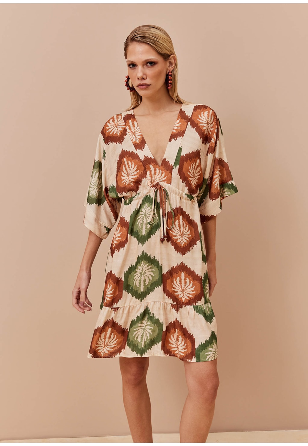 Vestido Curto Túnel Estampado Andina