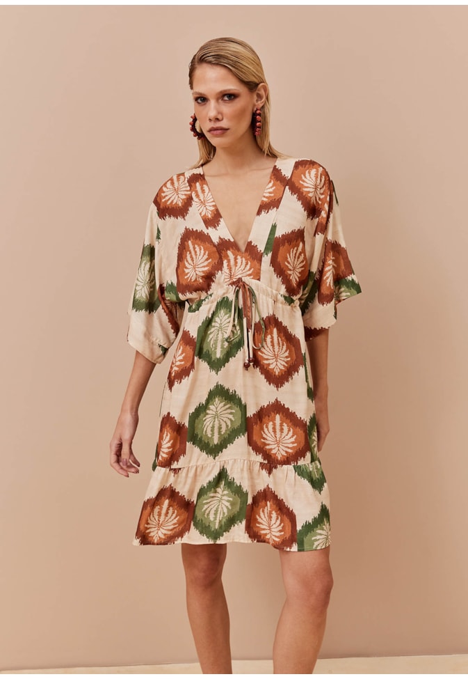 Vestido Curto Túnel Estampado Andina