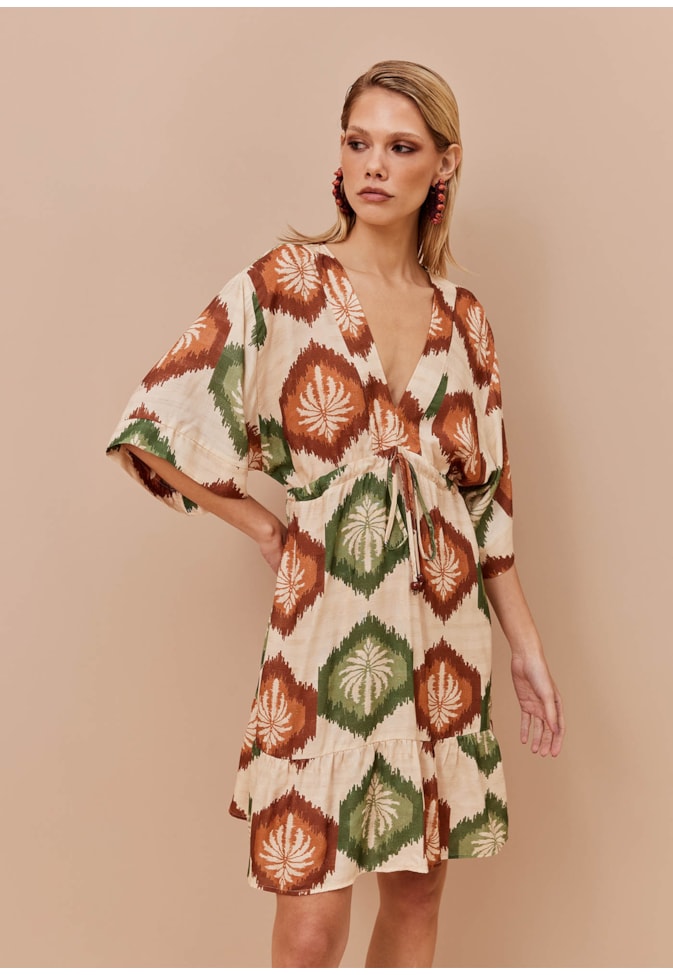 Vestido Curto Túnel Estampado Andina