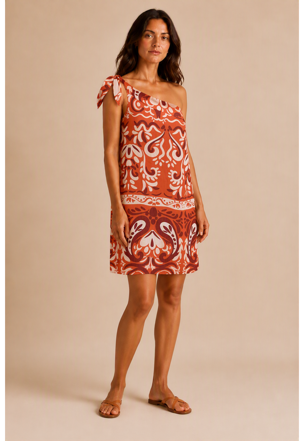 Vestido Curto Um Ombro Só Estampado 