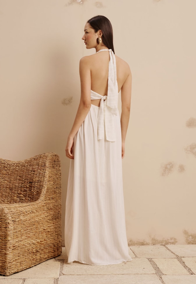 Vestido Decote V Corda