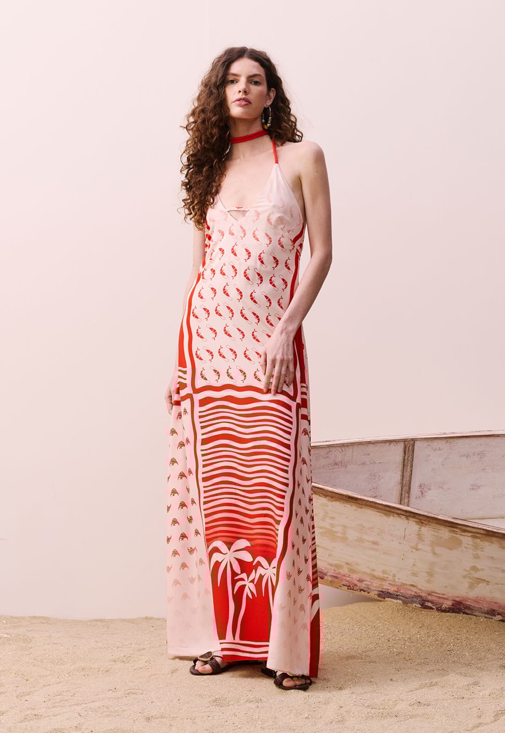 Vestido Decote V Estampado Alter do Chão