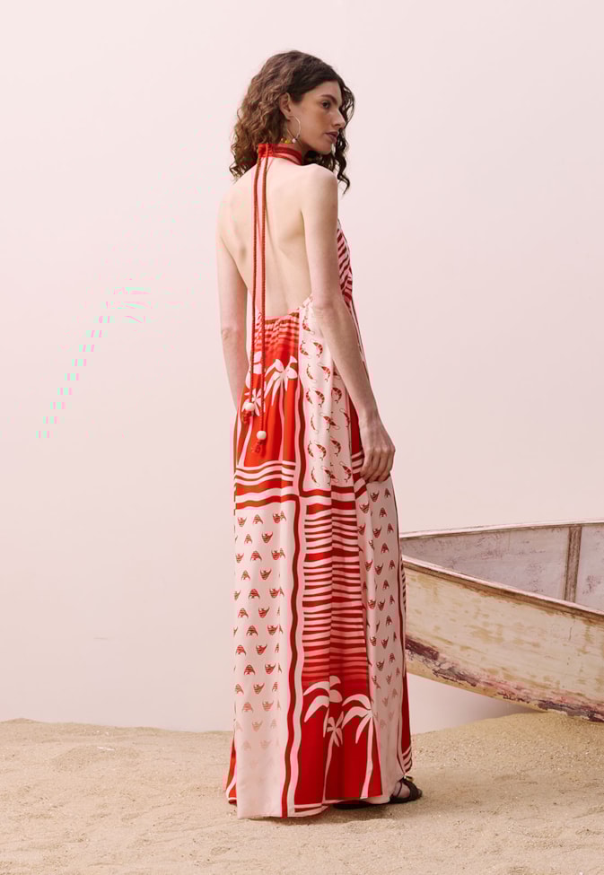 Vestido Decote V Estampado Alter do Chão