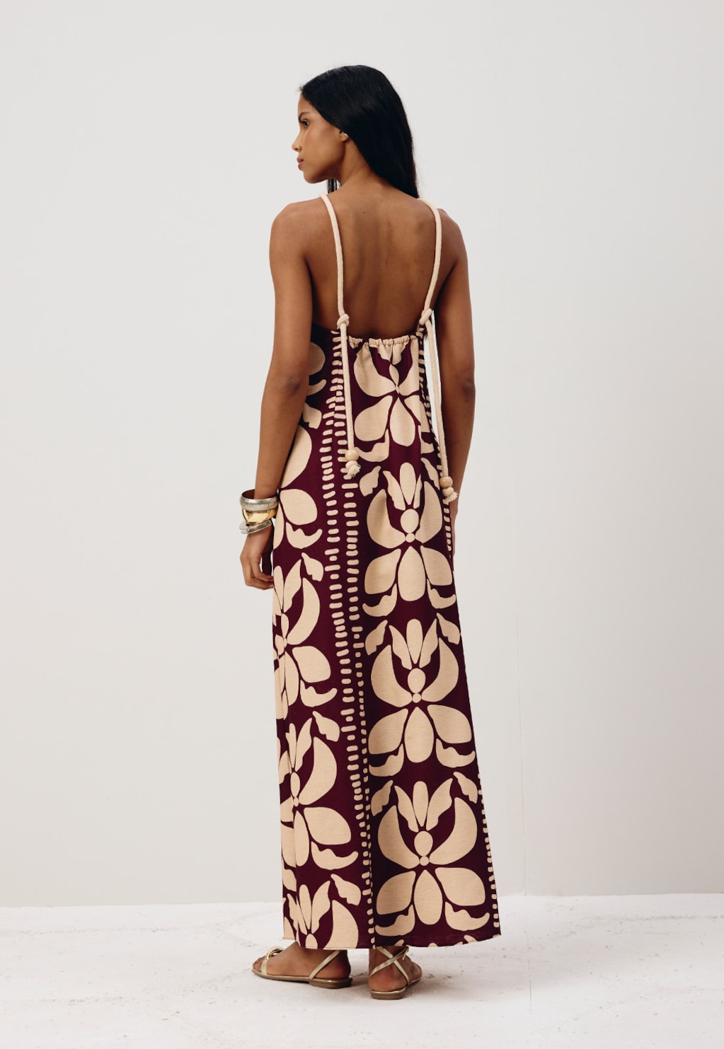 Vestido Detalhe Corda Estampado Calle