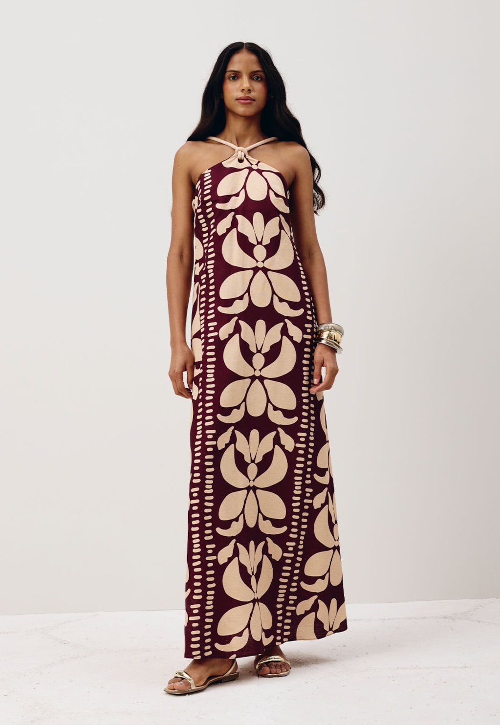 Vestido Detalhe Corda Estampado Calle