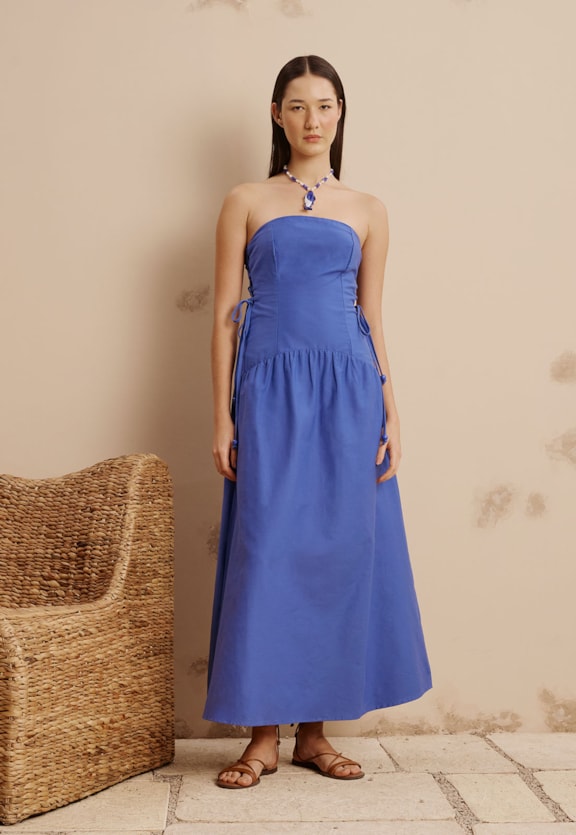 Vestido Drop Waist Amarração Lateral Vista Frontal