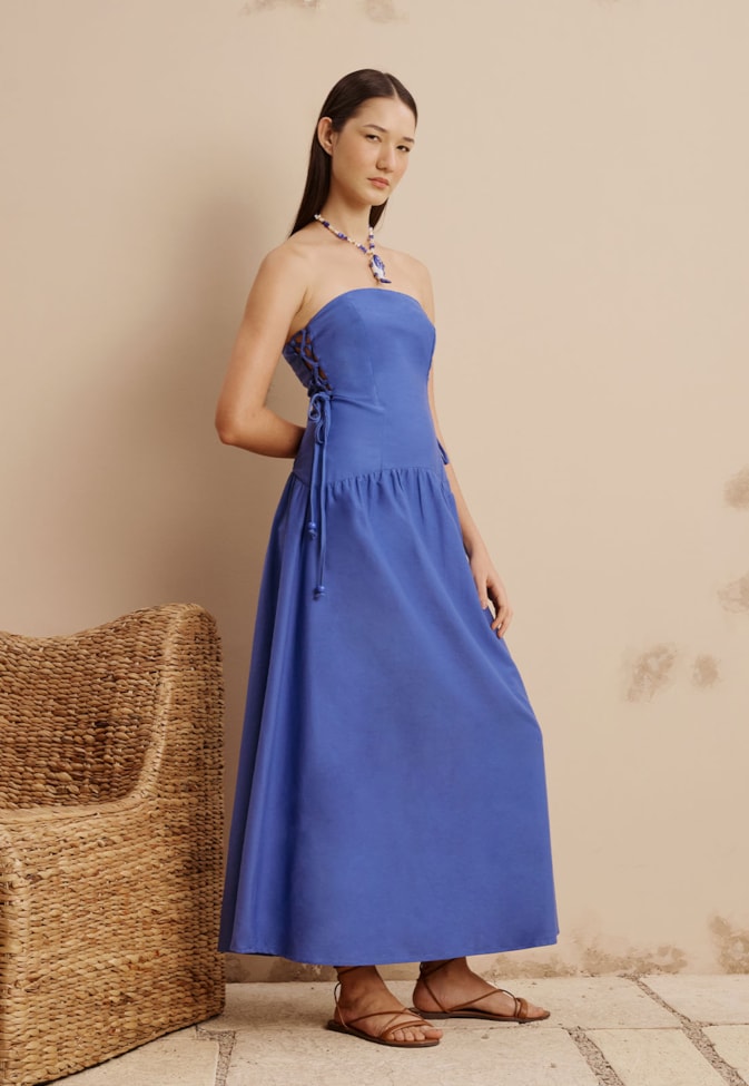 Vestido Drop Waist Amarração Lateral