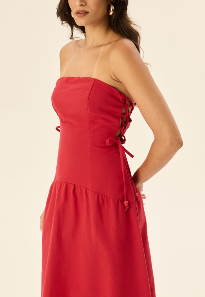 Vestido Drop Waist Amarração Lateral