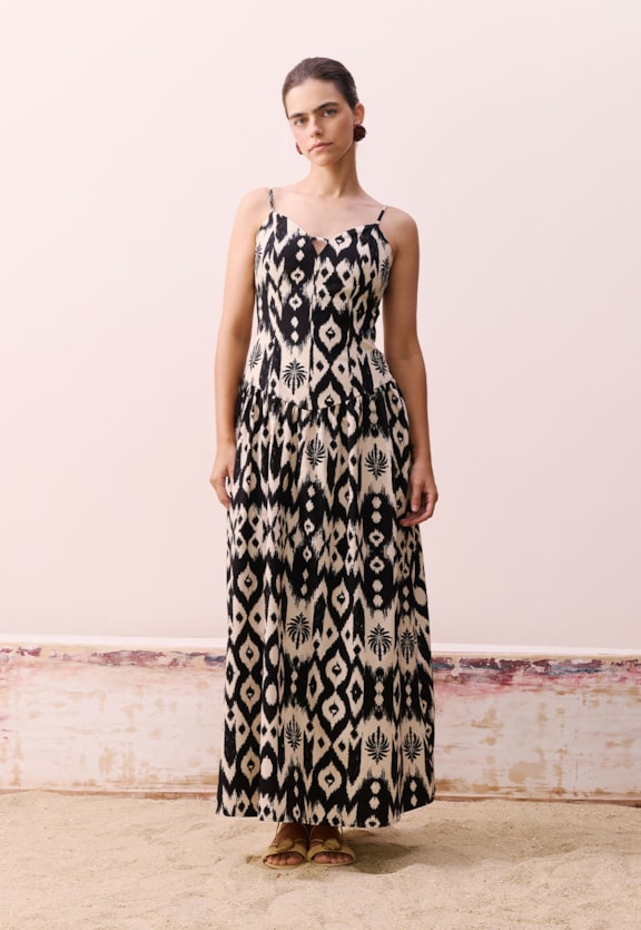 Vestido Drop Waist Estampado Tucum Vista Frontal