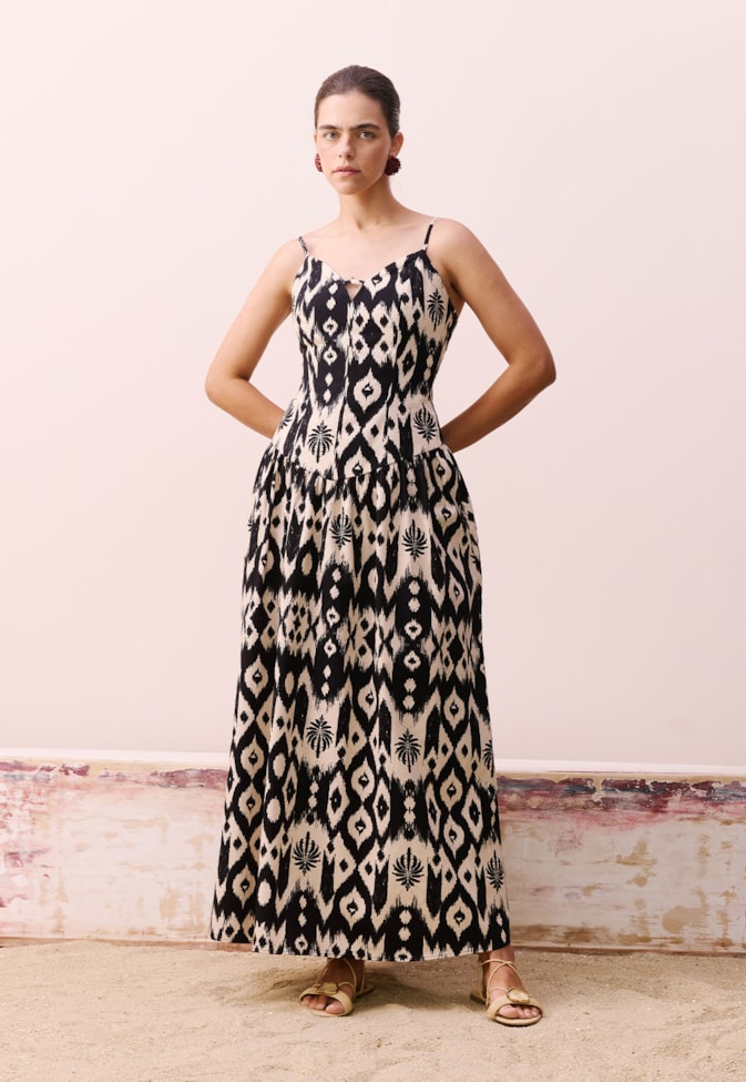 Vestido Drop Waist Estampado Tucum