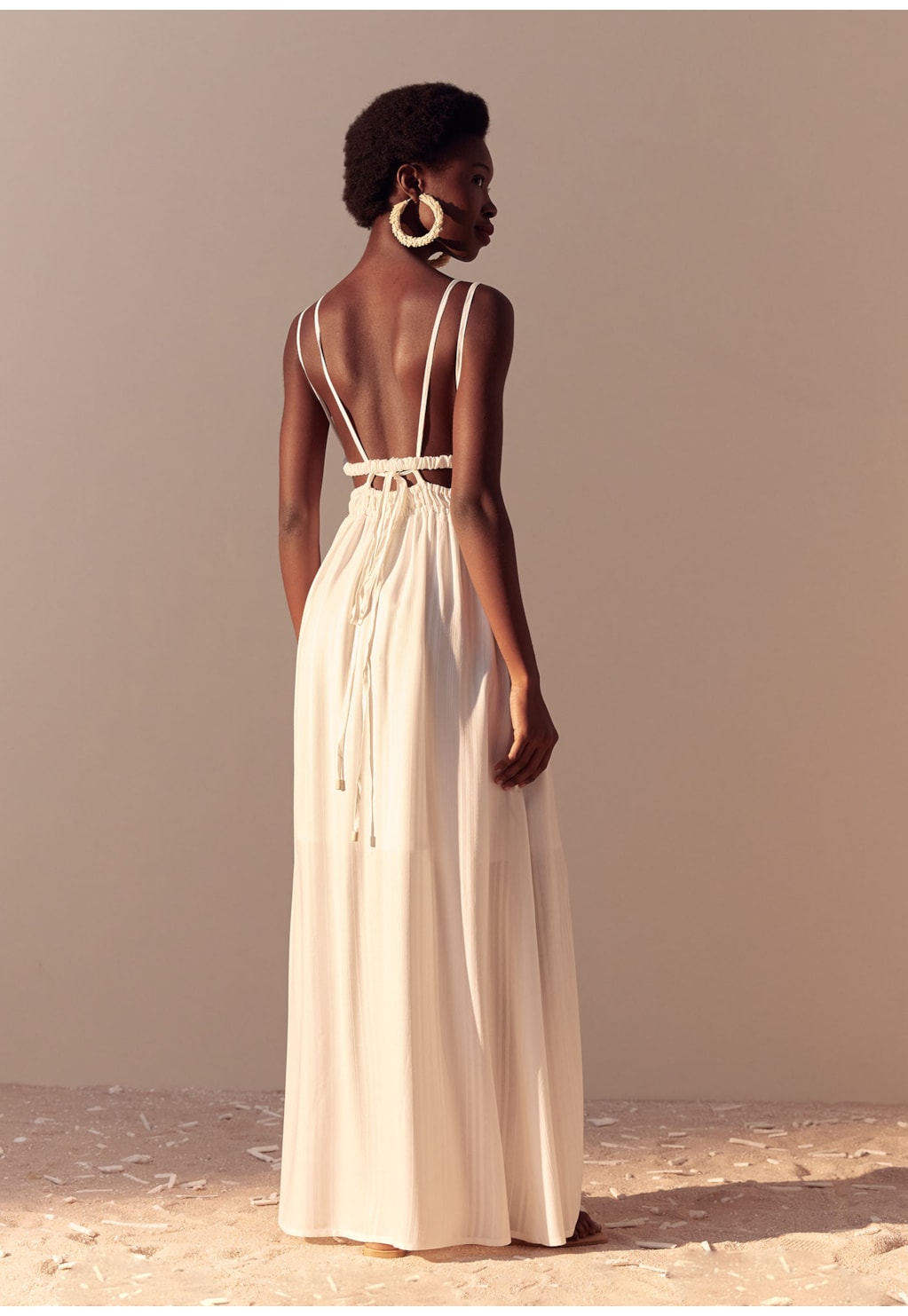 Vestido Elástico Cintura Alça Cruzada