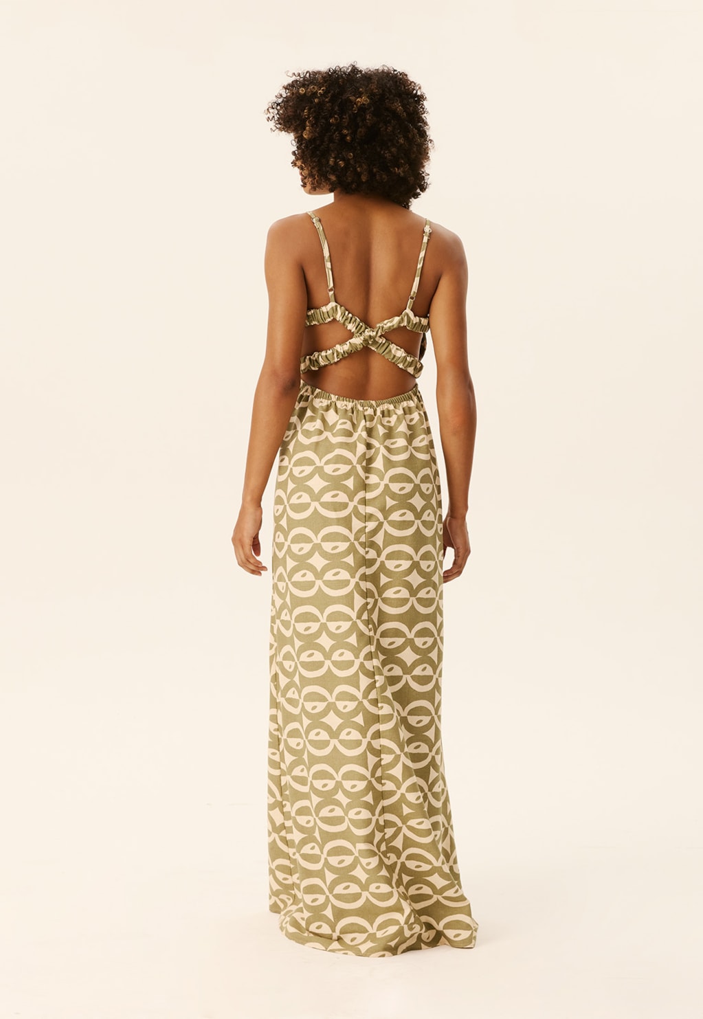 Vestido Elástico Cruzado Estampado Kakawa