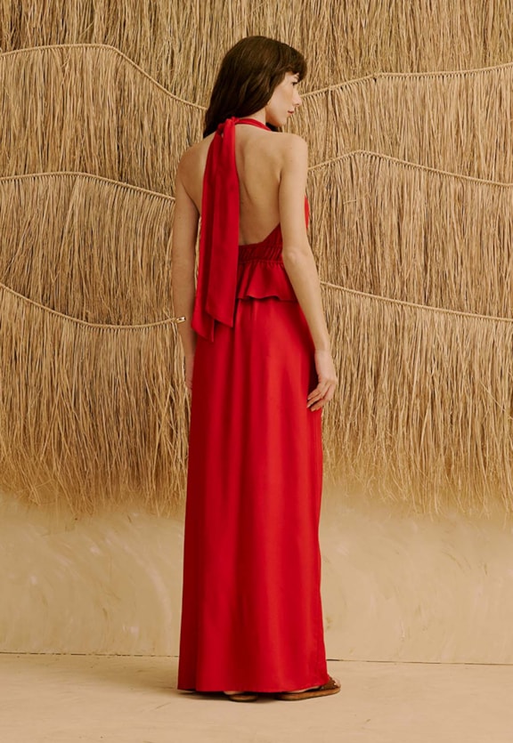 Vestido Frente Única com Passador Dourado Vista Traseira