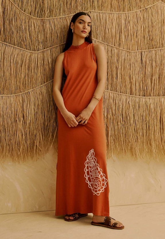 Vestido Gola Alta Silk Cashmere Vista Frontal