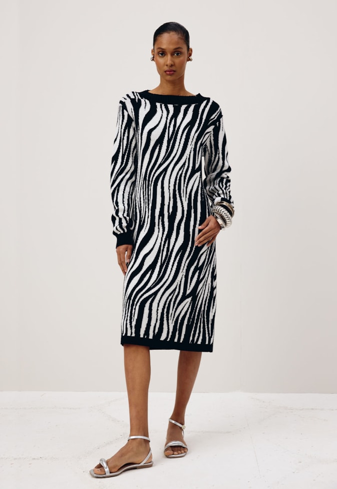 Vestido Jacquard Zebra Tricot