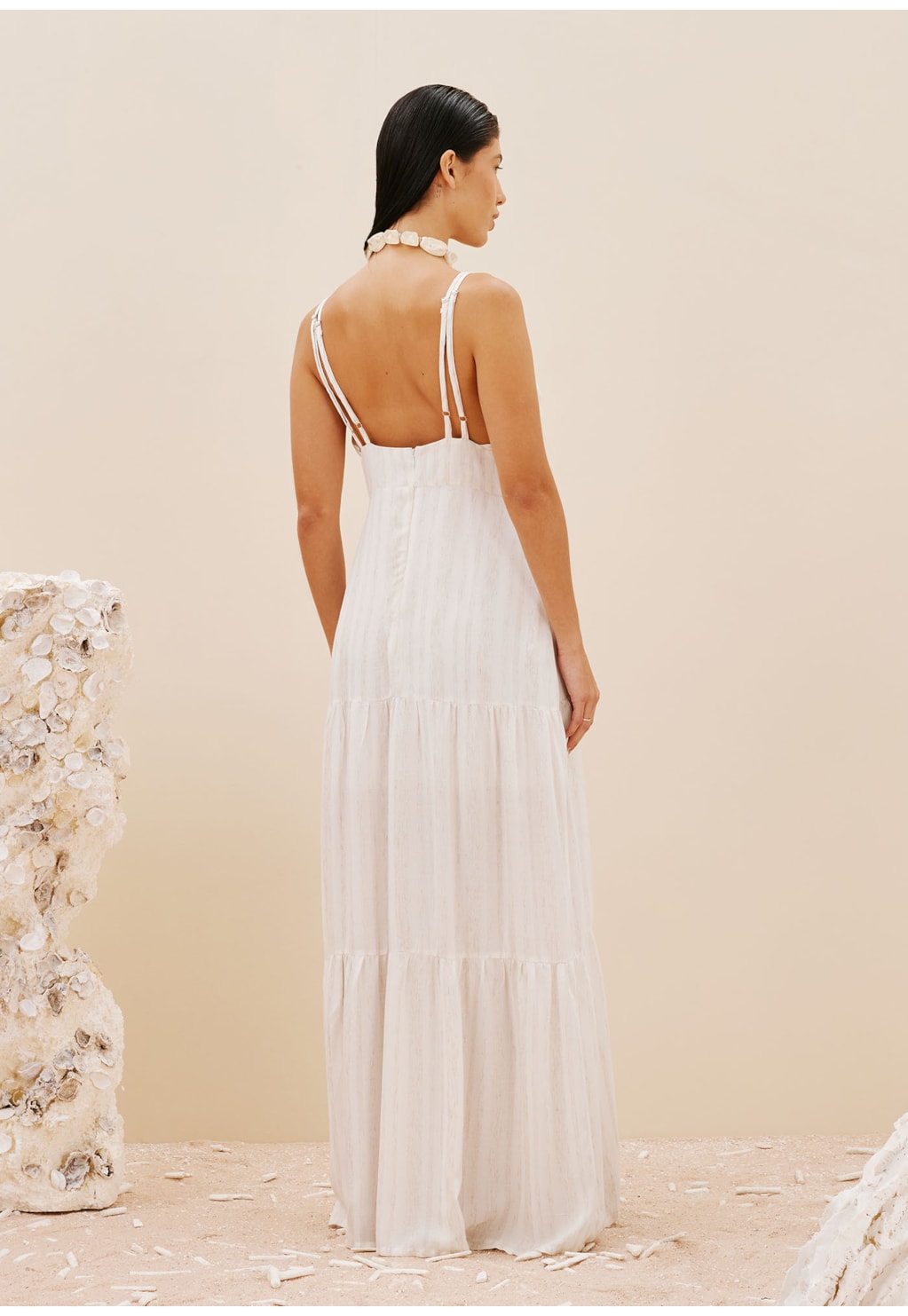 Vestido Longo 2 Alças e Babados