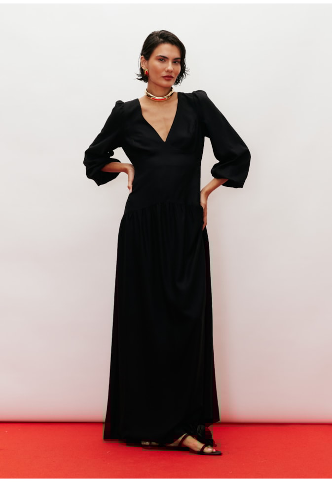 Vestido Longo Acinturado