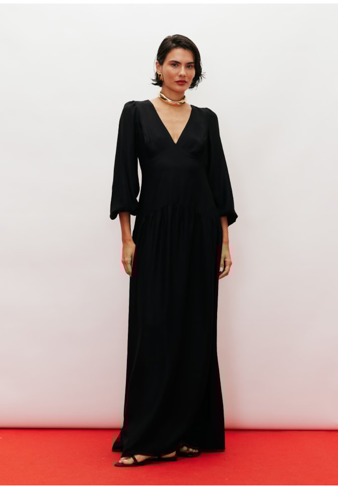 Vestido Longo Acinturado