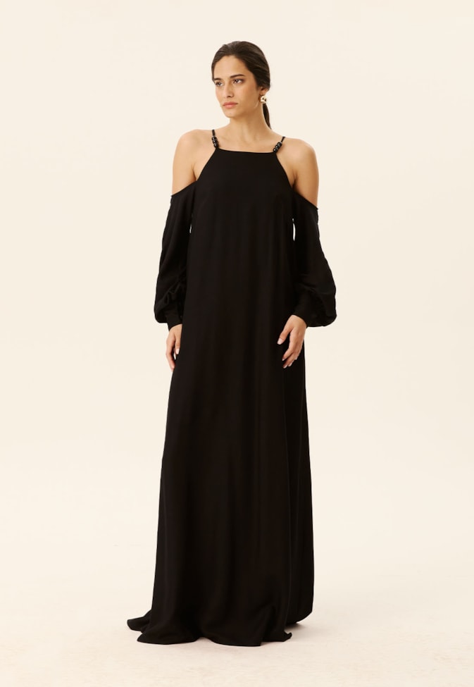 Vestido Longo Alça Bolinha