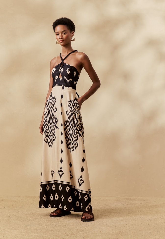 Vestido Longo Alça Corda Estampado La Pacha