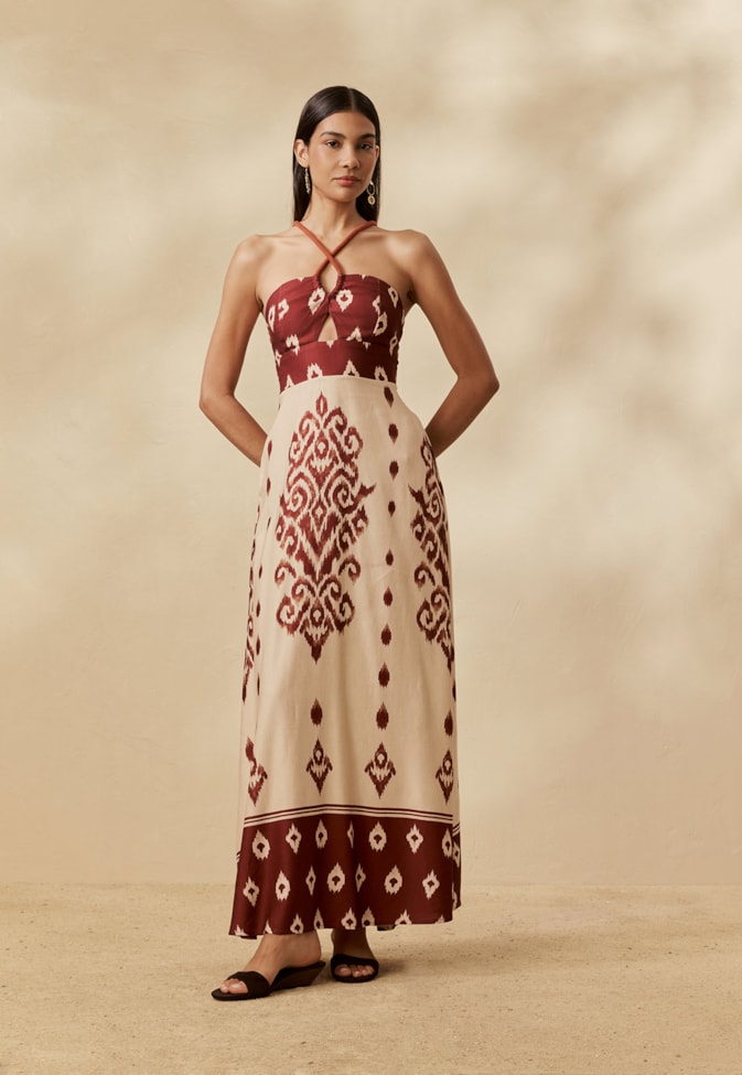 Vestido Longo Alça Corda Estampado La Pacha