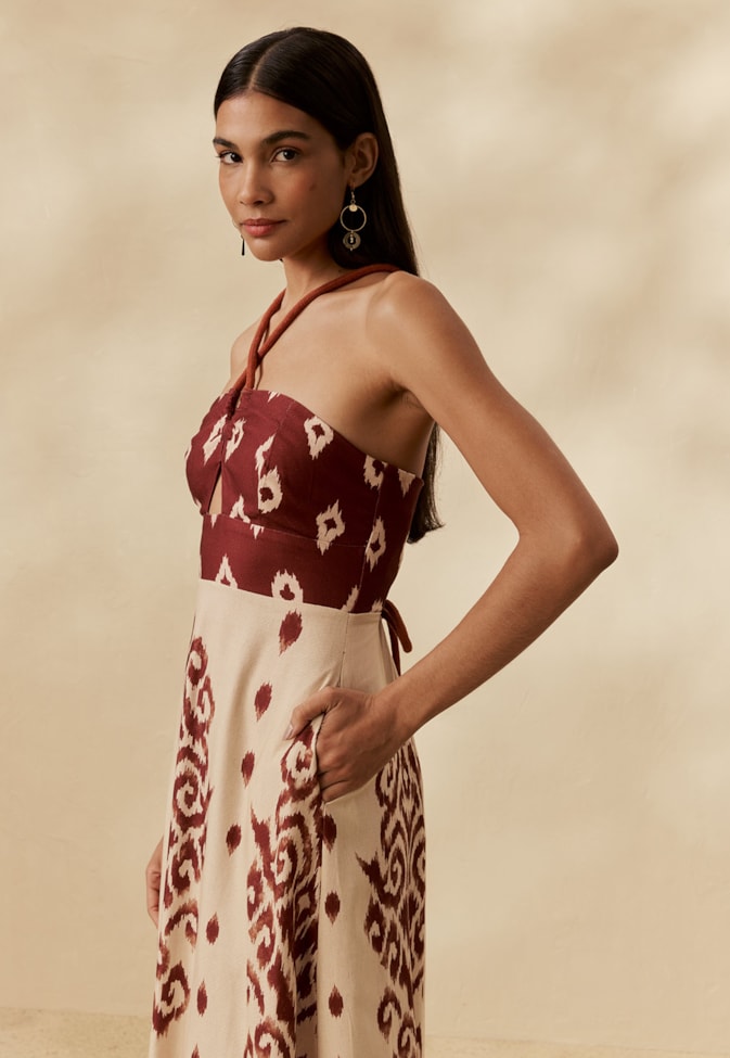 Vestido Longo Alça Corda Estampado La Pacha