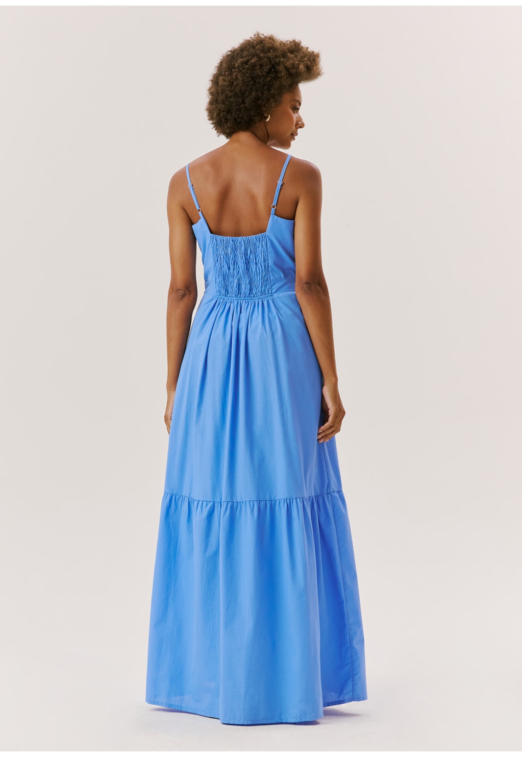 Vestido Longo Alça Fina Botões