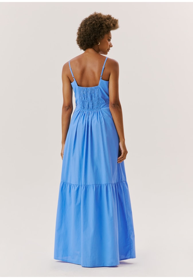 Vestido Longo Alça Fina Botões