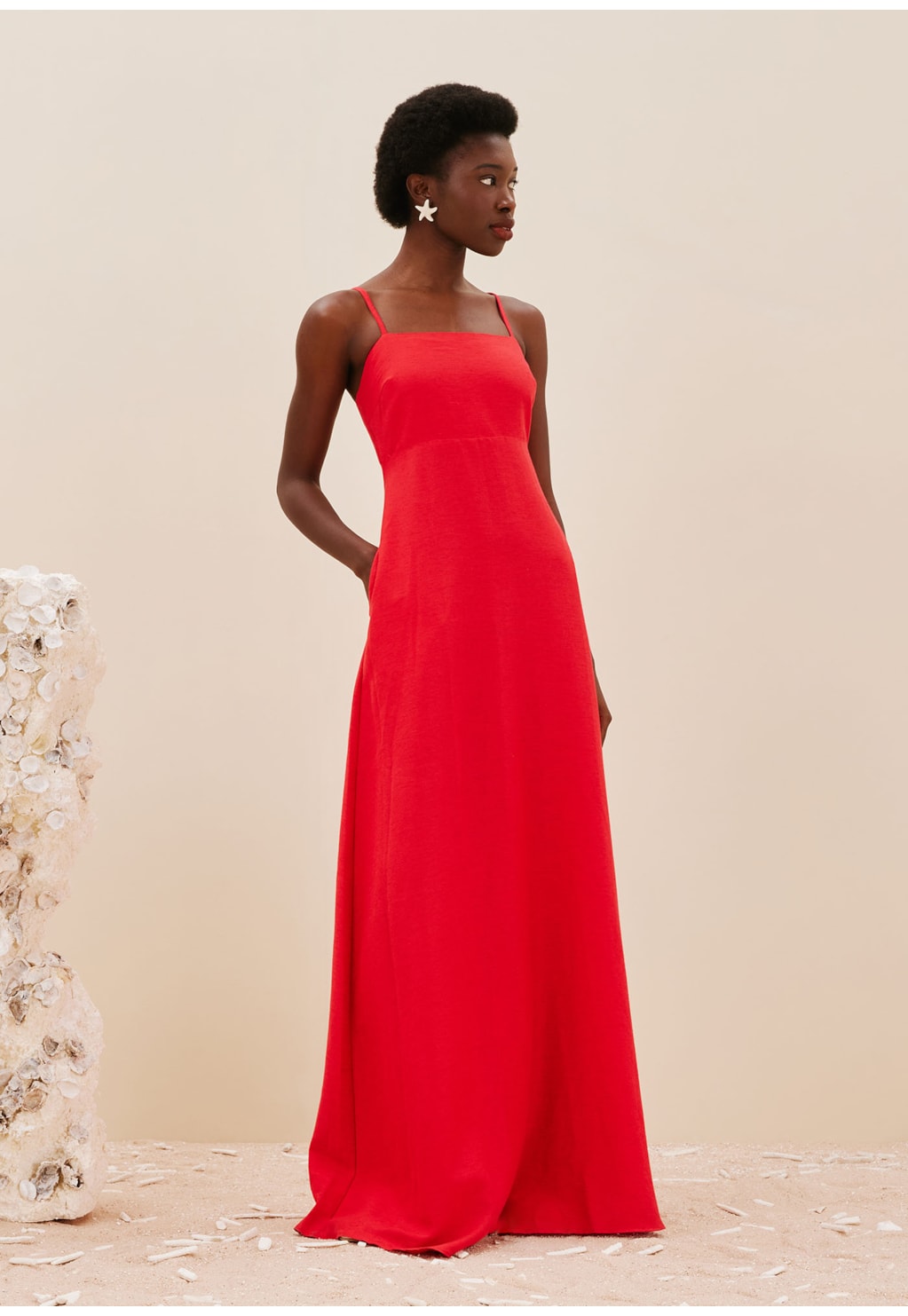 Vestido Longo Alça Fina c/ Bolso