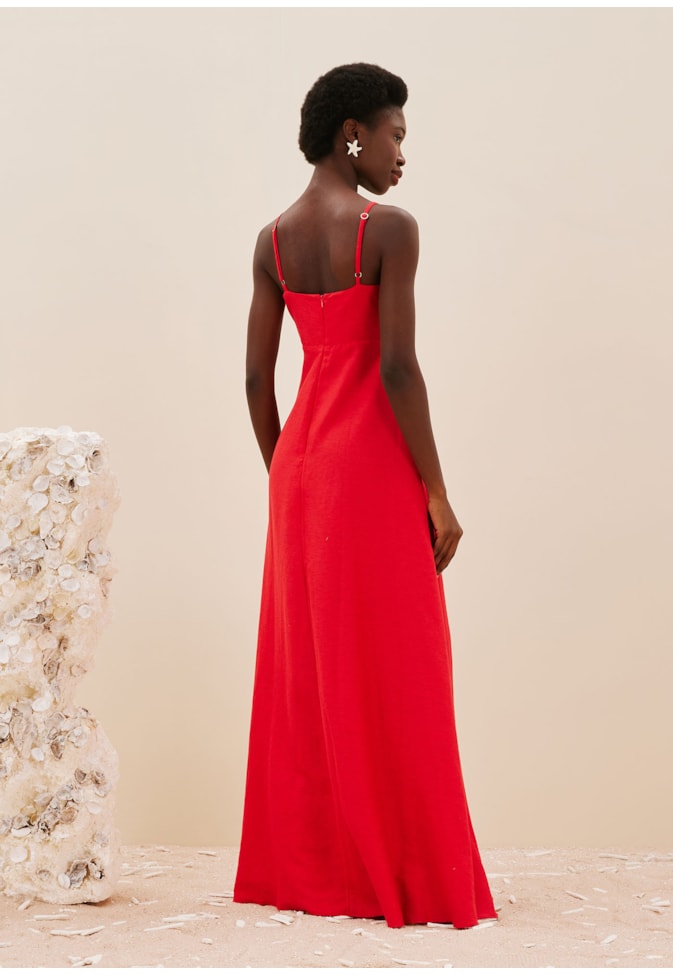 Vestido Longo Alça Fina c/ Bolso