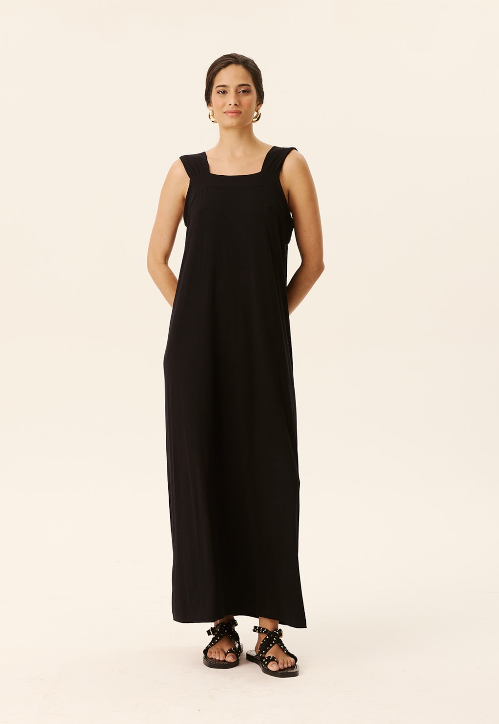 Vestido Longo Alças Franzidas