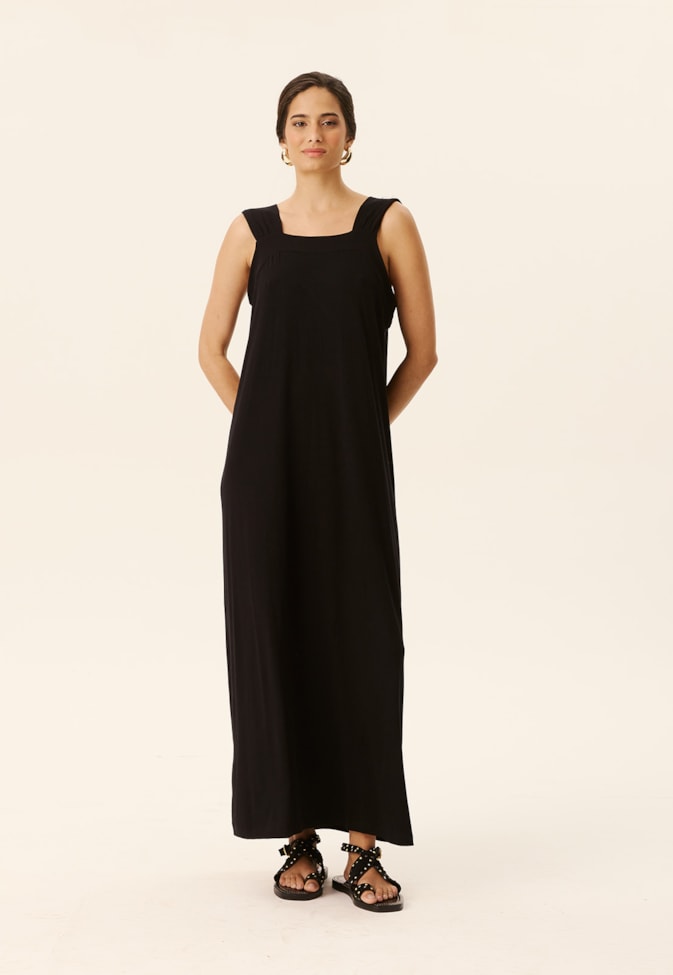 Vestido Longo Alças Franzidas