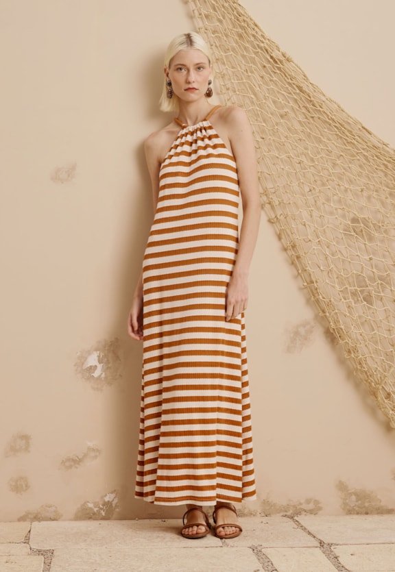 Vestido Longo Amarração Corda Vista Frontal