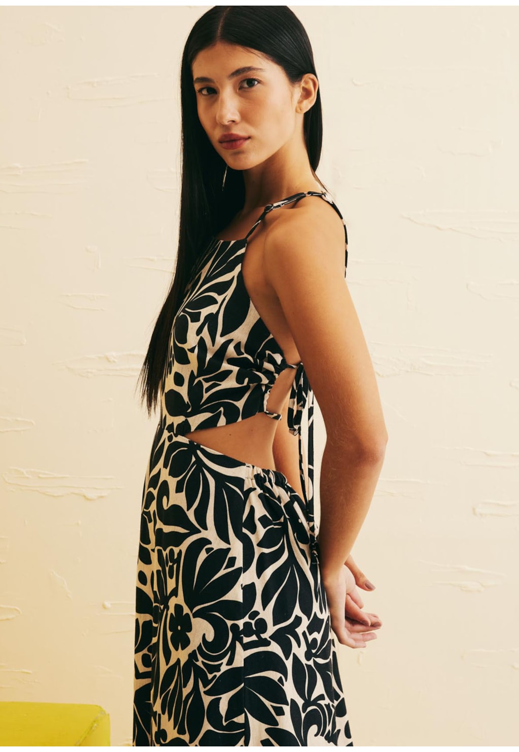 Vestido Longo Amarração Estampado Cayo Coral