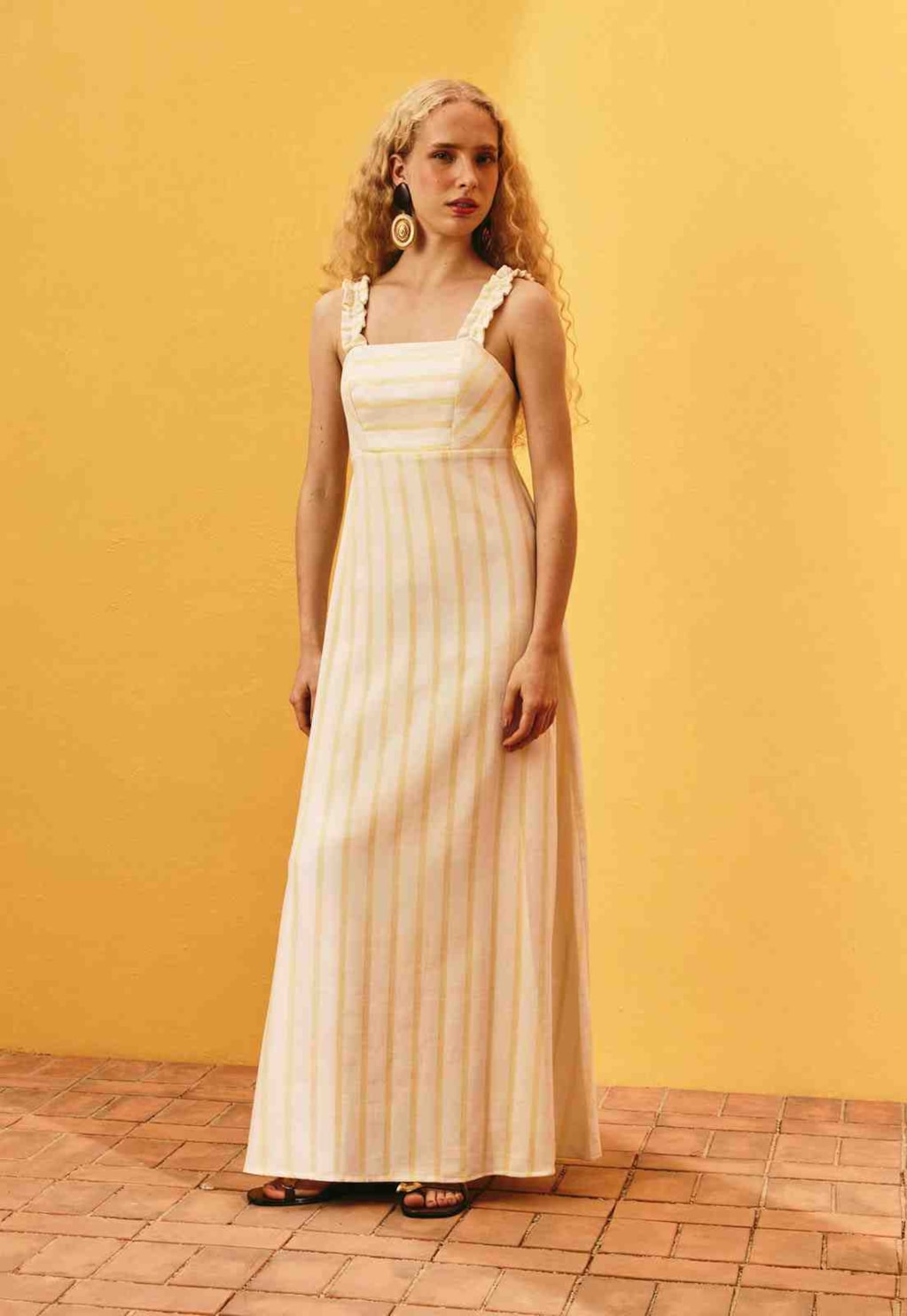 Vestido Longo Amarração Listrado
