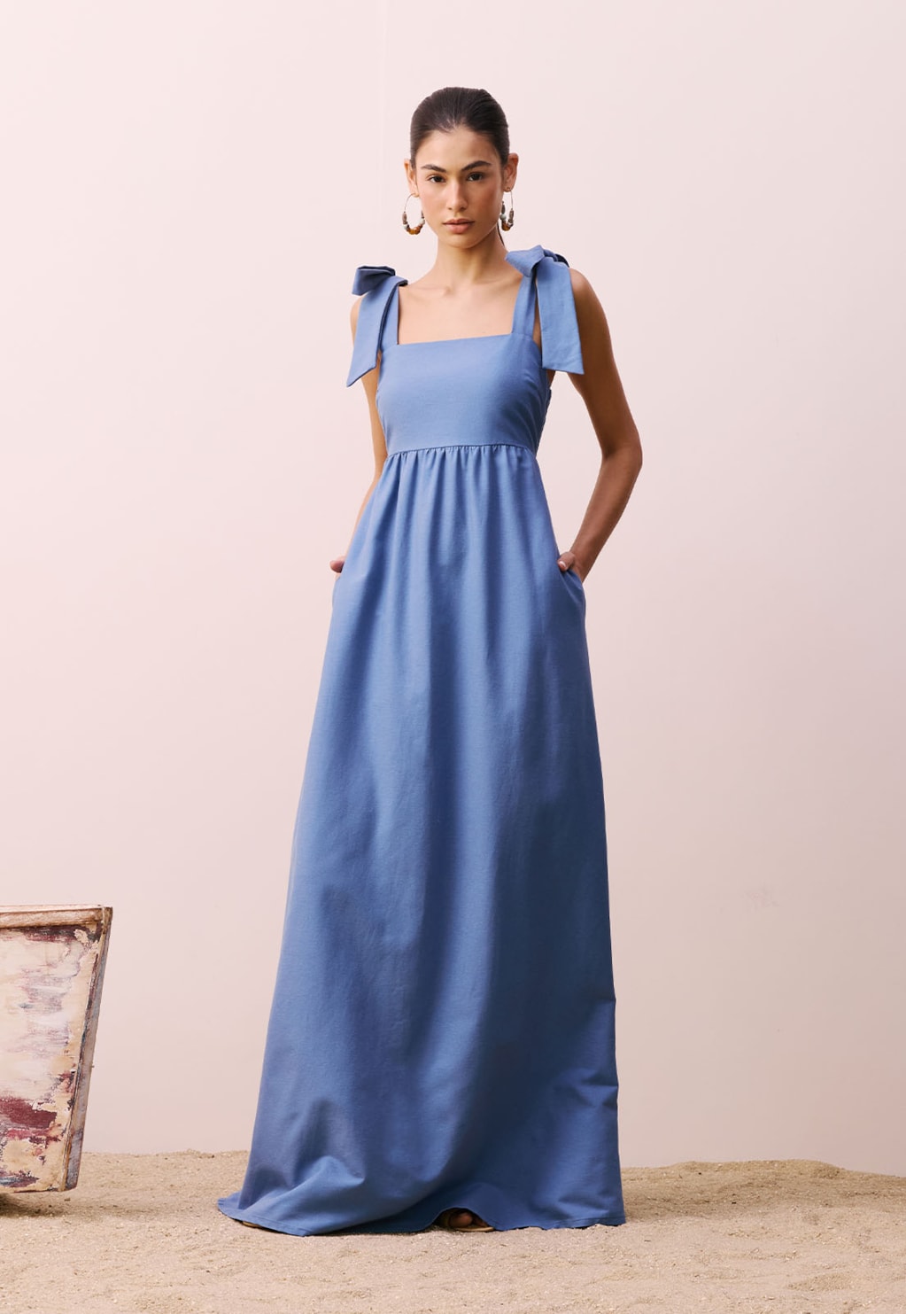 Vestido Longo Amarração Ombro