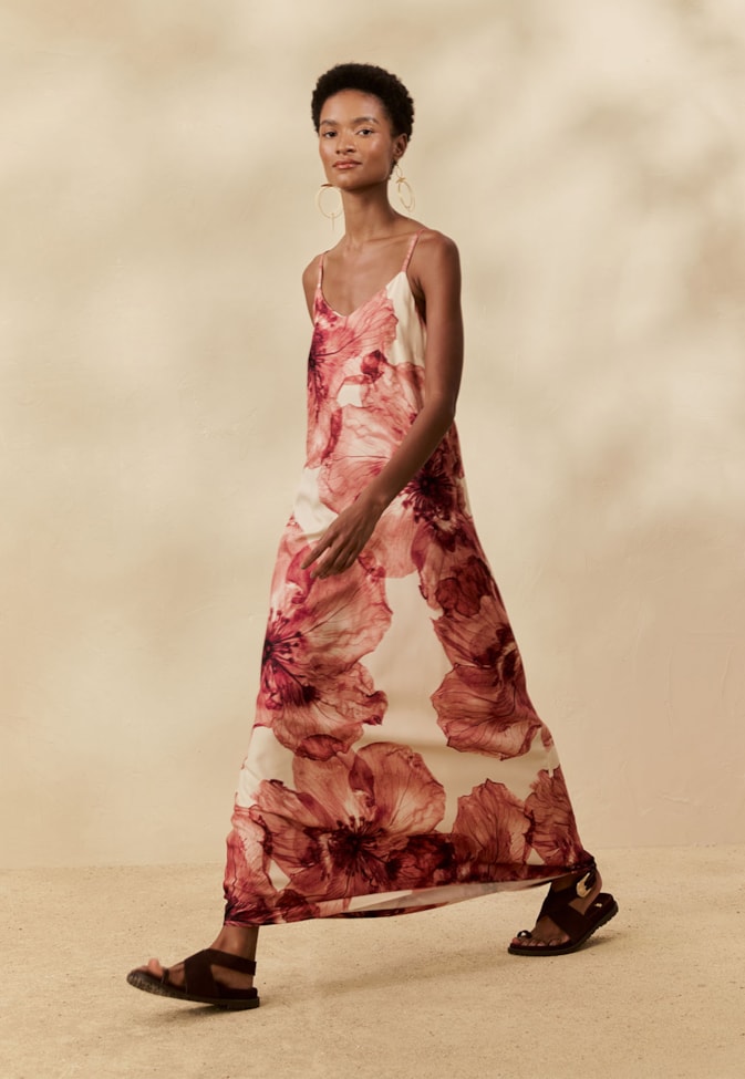 Vestido Longo Amplo Estampado Ancocha